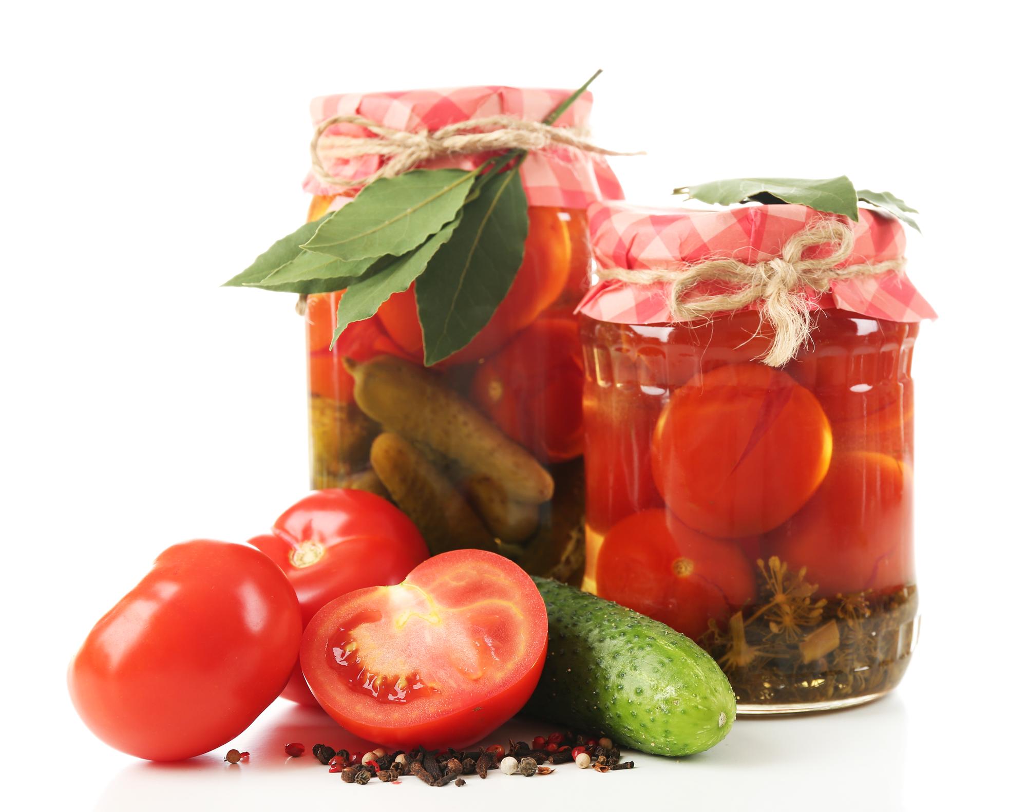 close up of pickled vegetables jars